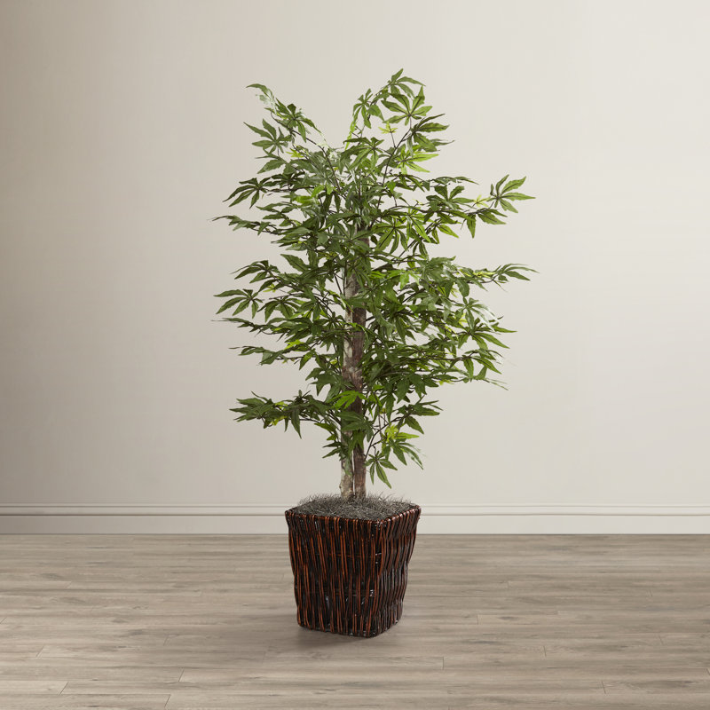 World Menagerie Artificial Japanese Maple Bush Tree in Planter & Reviews Wayfair